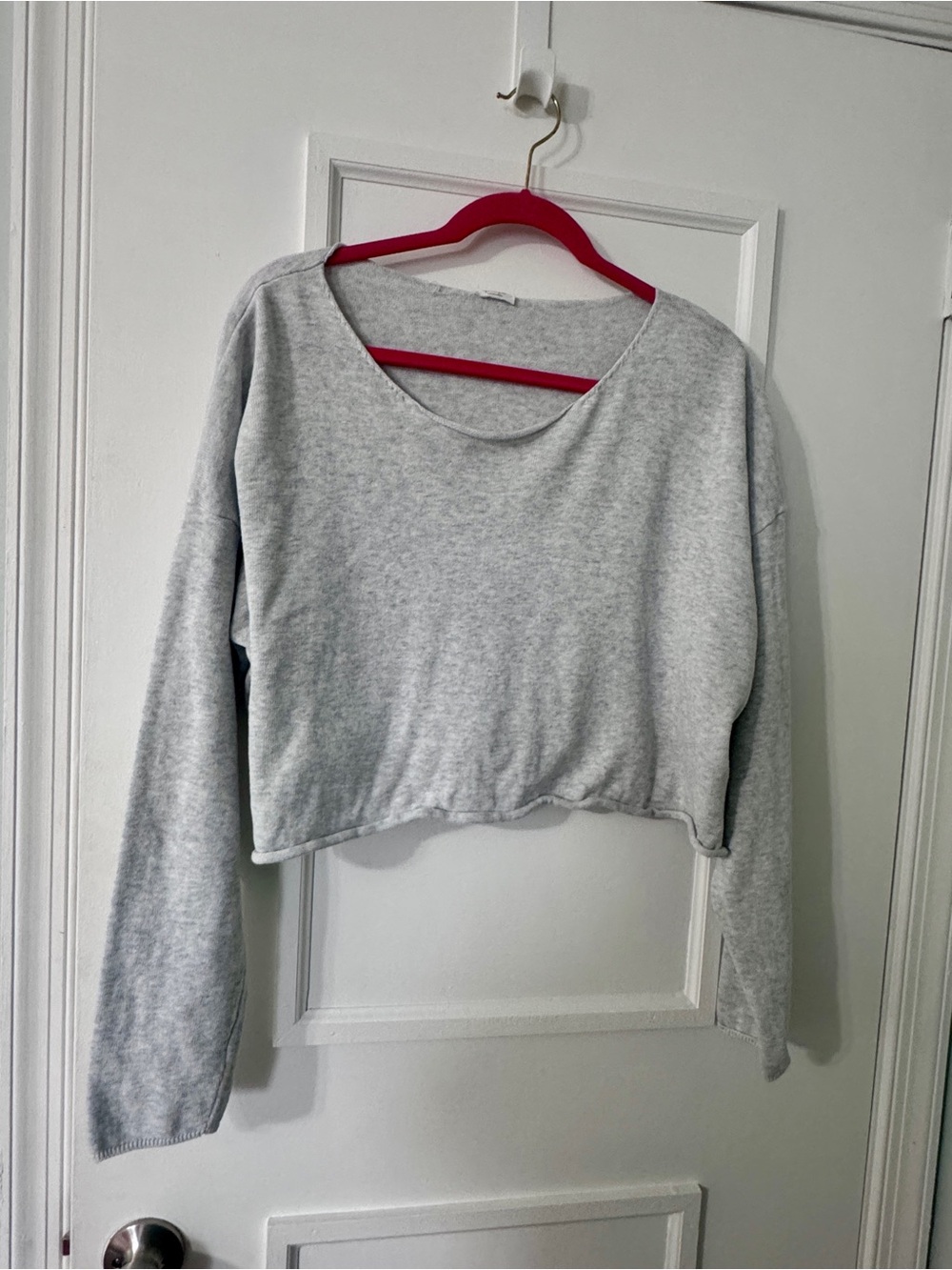 John Galt Light Gray Cropped Long-Sleeve Top - Women Sm